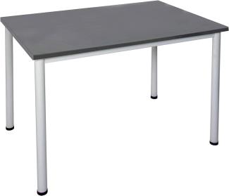 Dila GmbH Schreibtisch in verschiedenen Größen und Farben graues Metallgestell Konferenztisch Besprechungstisch Arbeitstisch Universaltisch Bürotisch Verkaufstisch (B: 80 cm x T: 80 cm, Anthrazit)