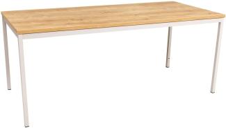 Furni24 Rechteckiger Universaltisch mit laminierter Platte Eiche 200x100x75 cm, Metallgestell und niveauausgleichs Füßen, ideal im Homeoffice als Schreibtisch, Konferenztisch, Computertisch, Esstisch