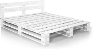 Möbel-Eins PALETTI DUO Massivholzbett / Palettenbett, inklusive Kopfteil Fichte weiss 160 x 200 cm
