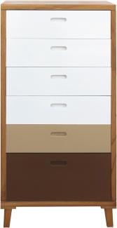Mobili Rebecca® Schrank Highboard 6 Schubladen Holz Braun Weiß Design Modern Wohneinrichtung Wohnzimmer (Cod. RE6050)