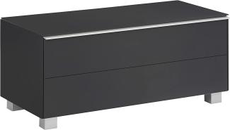 TV-Board "7785" in Schwarzglas matt mit einem Einlegeboden. Abmessungen (BxHxT) 99x43x42 cm