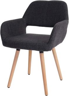 Esszimmerstuhl HWC-A50 II, Stuhl Küchenstuhl, Retro 50er Jahre Design ~ Textil, dunkelgrau, helle Beine