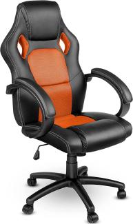 Tresko Racing Chefsessel Bürostuhl Drehstuhl Schalensitz Bürosessel Schreibtischstuhl schwarz/orange