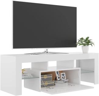 vidaXL TV Schrank mit LED-Leuchten Lowboard Fernsehschrank Fernsehtisch Sideboard HiFi-Schrank TV Möbel Tisch Board Hochglanz-Weiß 120x35x40cm
