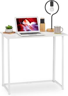 Relaxdays Schreibtisch klappbar, platzsparender Bürotisch zum Klappen, Home Office, Jugendzimmer, 74,5 x 80 x 45cm, weiß