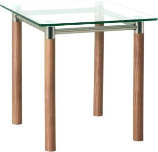 Beistelltisch aus Glas/ Metall / Holz, ca. 42x42cm