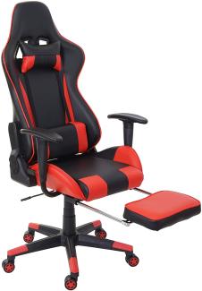 Relax-Bürostuhl HWC-D25 XXL, Schreibtischstuhl Gamingstuhl, 150kg belastbar Fußstütze ~ schwarz/rot
