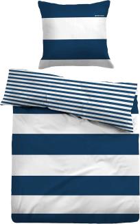 Tom Tailor Wendebettwäsche Casual Stripe indigo blue | 155x220 cm + 80x80 cm