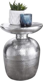 Wohnling Design Beistelltisch DELIA 36,5 x 46 x 36,5 cm Aluminium Dekotisch orientalisch rund, Silber