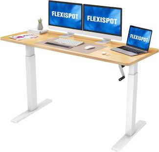 Flexispot Höhenverstellbarer Schreibtisch mit Tischplatte. (Weiß+ahorn, 180 x 80 cm)