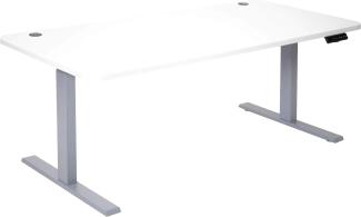 Schreibtisch HWC-D40, Computertisch, elektrisch höhenverstellbar 160x80cm 53kg ~ weiß, grau