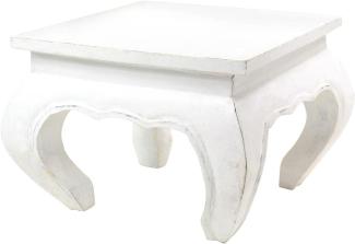 Opiumtisch Weiß - 40cm Beistelltisch Tischchen Hocker Blumenhocker Akazienholz asiatischer Kleiner Tisch