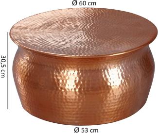Wohnling Couchtisch KAREM 60x30,5x60cm Aluminium Beistelltisch orientalisch rund, Kupfer