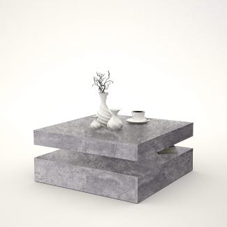 FORTE Coffe Tables Couchtisch mit Ablagefläche und rotierender Tischplatte, Holzwerkstoff, Betonoptik, 78 (93) x 34,3 x 78 cm