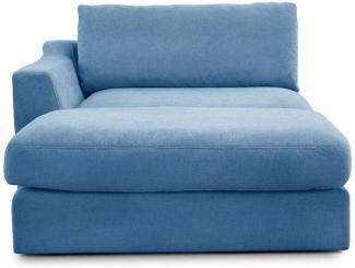 CAVADORE Sofa-Modul "Fiona" Longchair mit Armteil links / XXL-Recamiere passend zur Couchgarnitur Fiona / 139 x 90 x 199 /Webstoff hellblau