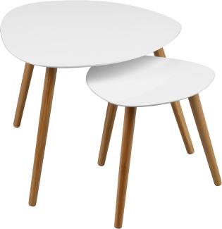 Premier Housewares 2403412 Nostra Tisch-Set, ineinanderschiebbar, Beine aus Holz, lackiert, Weiß, 2-teiliges Set