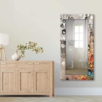 ARTLAND Ganzkörperspiegel mit Rahmen Holz 60x120 cm Wandspiegel zum Aufhängen Natur Blumen Pusteblume Wassertropfen Bunt T9IN