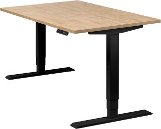 boho office® homedesk - elektrisch stufenlos höhenverstellbares Tischgestell in Schwarz mit Memoryfunktion, inkl. Tischplatte in 120 x 80 cm in Wildeiche