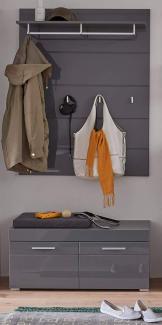 Garderobe Amanda Hochglanz grau Set 2-teilig 91 x 195 cm