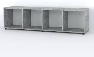 VICCO Raumteiler LUDUS 4 Fächer Grau Beton - Standregal Sideboard Bücherregal