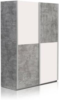 Möbel-Eins LILLY Schiebetürenschrank 120 cm, Material Dekorspanplatte, betongrau/weiss