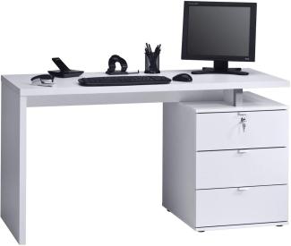 Maja Schreib- und Computertisch, weiß Hochglanz, 75 x 60 x 140 cm