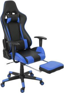 Relax-Bürostuhl HWC-D25 XXL, Schreibtischstuhl Gamingstuhl, 150kg belastbar Fußstütze ~ schwarz/blau