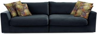 CAVADORE Big Sofa "Fiona"/ XXL-Couch mit tiefen Sitzflächen und weicher Polsterung / modernes Design / 274 x 90 x 112 / Samt blau