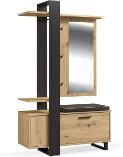 Möbel-Eins MANATI Kompaktgarderobe, Material Spanplatte, Artisan eichefarbig/schwarz