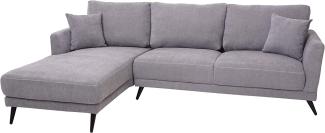 Sofa HWC-G43, Couch Ecksofa L-Form 3-Sitzer, Liegefläche Nosagfederung Taschenfederkern ~ links, grau