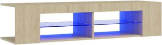 vidaXL TV Schrank mit LED-Leuchten Lowboard Fernsehschrank Fernsehtisch Sideboard HiFi-Schrank TV Möbel Tisch Board Sonoma-Eiche 135x39x30cm
