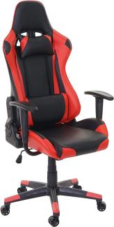 Bürostuhl HWC-D25, Schreibtischstuhl Gamingstuhl Chefsessel Bürosessel, 150kg belastbar Kunstleder ~ schwarz/rot