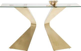 Kare Design Gloria Gold Konsole, Flurablage, Schmintisch gold, Konsole glas gold, Luxus Kosole, (H/B/T) 82x140x45cm