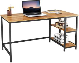 YOLEO Schreibtisch Computertisch Bürotisch 120 x 60 x 75CM Gaming Tisch Home Office Workstation Industriestil aus Metall und Holz 2 Regalfächer