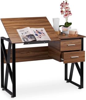 Relaxdays Schreibtisch neigbar, verstellbare Arbeitsfläche, Holz, 75 x 110 x 55 cm