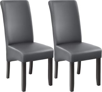 2 Esszimmerstühle, ergonomisch, massives Hartholz - grau