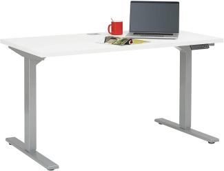 MAJA Möbel eDJUST Schreibtisch, Metall platingrau-weiß matt, ca. 135x120x68 cm