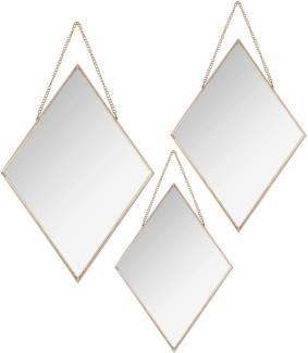 Wandspiegel Diamant 3er Set, Wandspiegel, hängende Spiegel, Spiegel im goldenen Rahmen