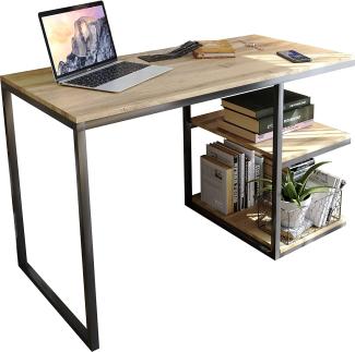 Domando Schreibtisch Capoliveri Modern für Büro Breite 120cm, Metallgestell pulverbeschichtet in Schwarz und Wotan Eiche