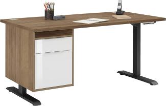 Schreibtisch "5518" aus Spanplatte / Metall in Metall anthrazit - Riviera Eiche mit einer Schublade und einer Tür. Abmessungen (BxHxT) 175x120x80 cm