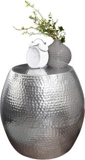 Wohnling Beistelltisch PADRO 42 x 42 x 42 cm Aluminium Dekotisch Orientalisch rund, Silber