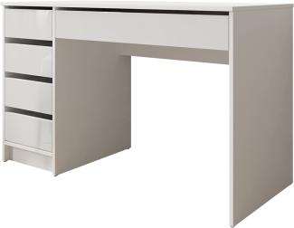 Mirjan24 Schreibtisch 'Ada' Schubladen beidseitig montierbar, 75 x 55 x 120 cm Weiß Hochglanz