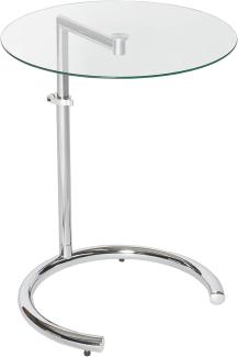 Design Beistelltisch Effect 50-70 cm Chrom Glas höhenverstellbar Tisch Glasplatte Glastisch Sofabutler
