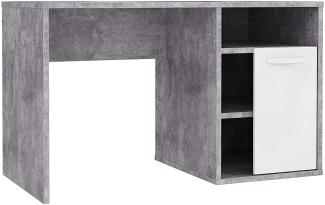 'Canmore' Schreibtisch, weiß Hochglanz/ Beton grau, 73,5 x 60 x 120 cm