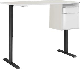 Schreibtisch "5515" aus Spanplatte / Metall in Metall anthrazit - weiß matt mit einer Schublade und einer Tür. Abmessungen (BxHxT) 150x120x80 cm