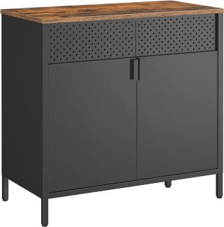 SONGMICS Sideboard, küchenschrank, 1 Verstellbarer Einlegeboden, Stahlgestell, 80 x 40 x 76 cm, vintagebraun-schwarz LSC102B01