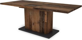 byLIVING Esszimmertisch ATHEN / in Old-Wood / großer Auszugstisch 160 cm bis 200 cm / Säulentisch mit Ausziehfunktion / Tisch mit Synchronauszug und Einlegeplatte / 160-200 x 90, H 75 cm