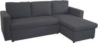 Schlafsofa HWC-D92, Couch Ecksofa Sofa, Schlaffunktion 220x152cm Stoff/Textil ~ dunkelgrau, ohne Deko-Kissen
