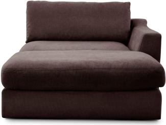 CAVADORE Sofa-Modul "Fiona" Longchair mit Armteil rechts / XXL-Recamiere passend zur Couchgarnitur Fiona / 139 x 90 x 199 /Webstoff dunkelbraun