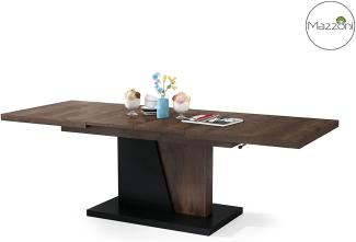 Design Couchtisch Tisch Grand Noir stufenlos höhenverstellbar ausziehbar 120 bis 180cm Esstisch (Eiche dunkel/Schwarz matt)